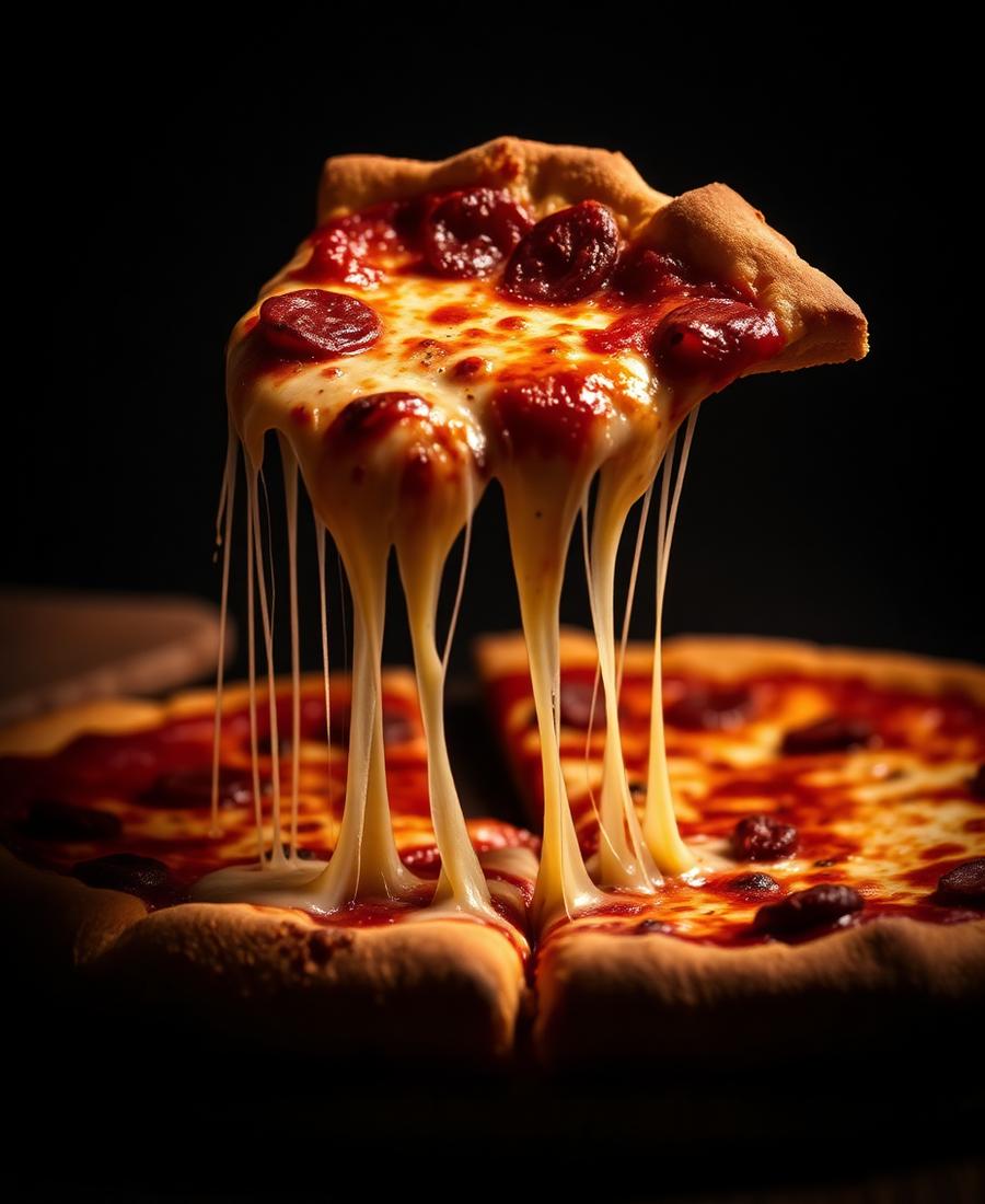 Cheese pull pizza slice